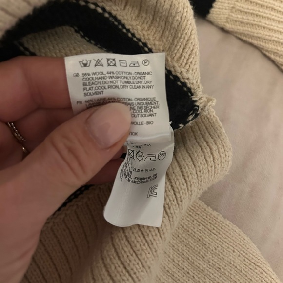 Black and beige Striped Turtleneck Sweater - Picture 4 of 7